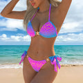 New Fashion Women's Two-Piece Bikini Set Digital Print Tight Open Back Swimsuit Sexy Beachwear for Summer Vacation Pool Party