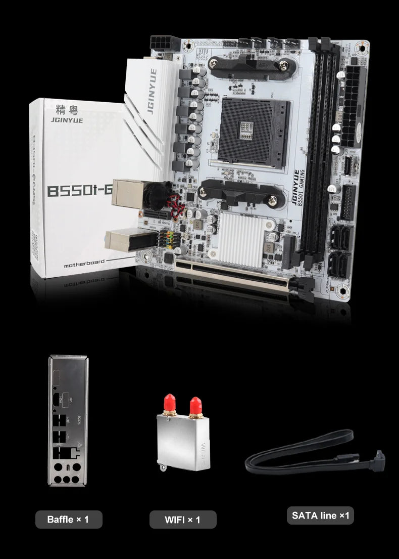 Jingyue B550i GAMING Mini ITX Motherboard DDR4 Memory Support AM4 Ryzen 5600GT/5600/5700X PCIe 4.0 Dual M.2 WiFi 6 Gaming PC