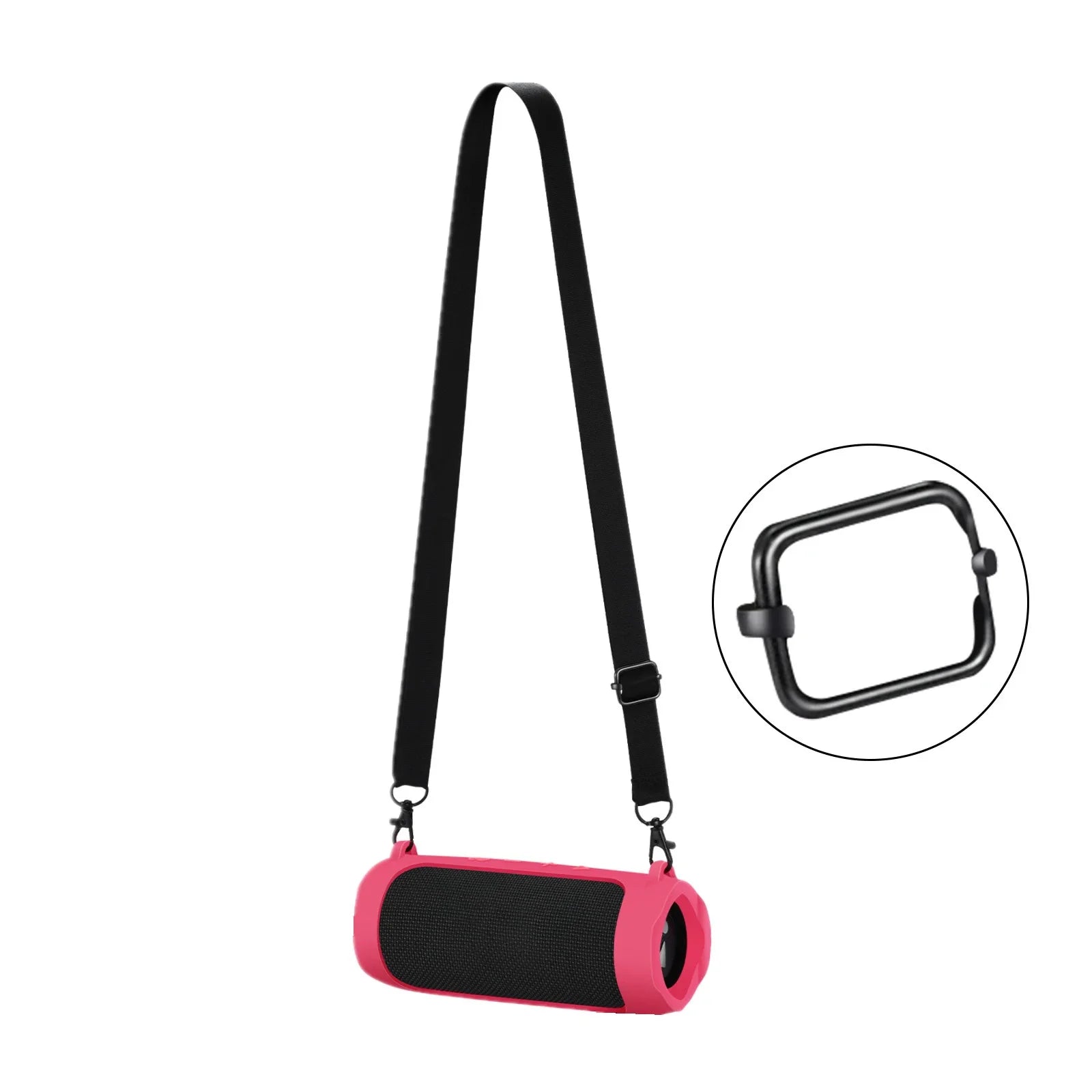For JBL Flip 6/Flip 5 Silicone Travel Carrying Pouch with Carabiner Waterproof Portable Speaker Protective Case Adjustable Strap