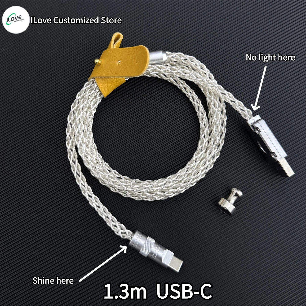 15cm C-C/USB-C Single Crystal Copper Keyboard Cable Supports 8K Magnetic Controllable Lights for HMlab Hub