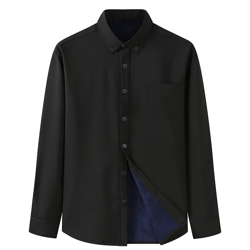 Men Shirt Casual Warm Fleece Long Sleeve Red Plus Size 6XL 7XL 8XL 10XL Oversize Formal Autumn Winter Flannel Thick High Quality