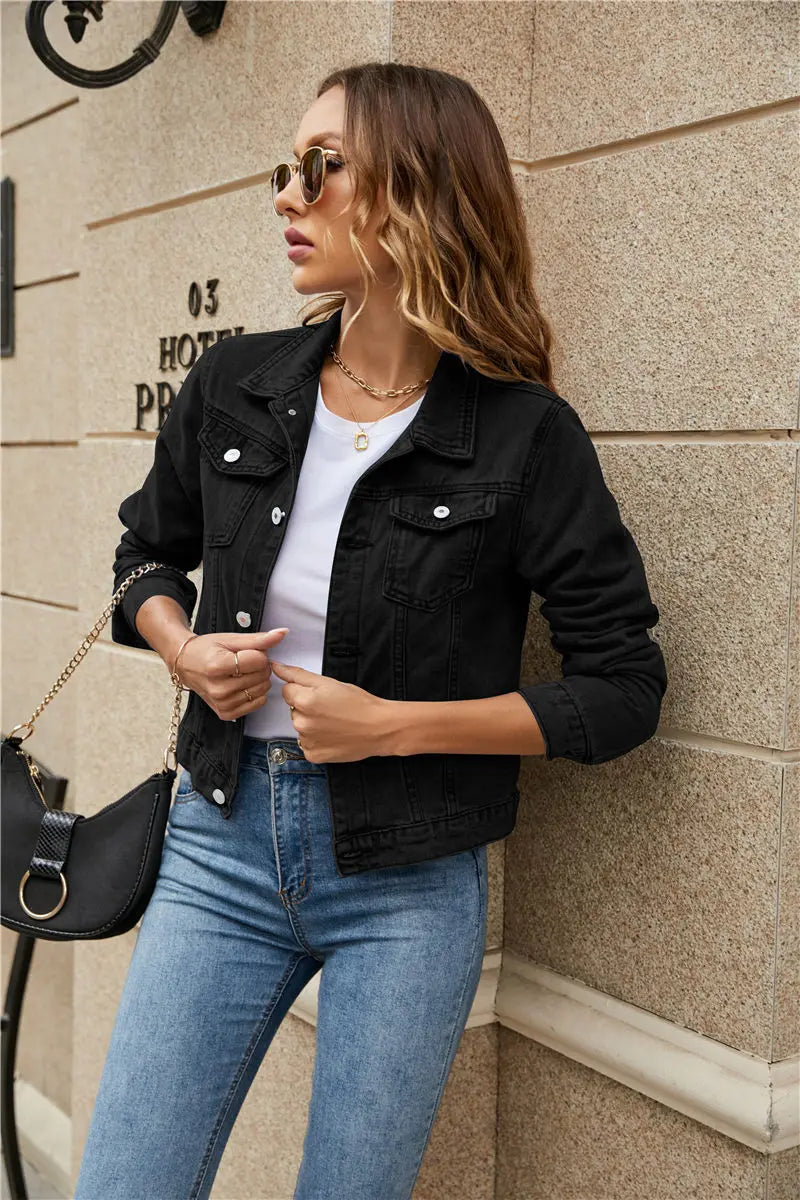 2025 Fashion Slim Fit Lapel Denim Jacket Europe and America