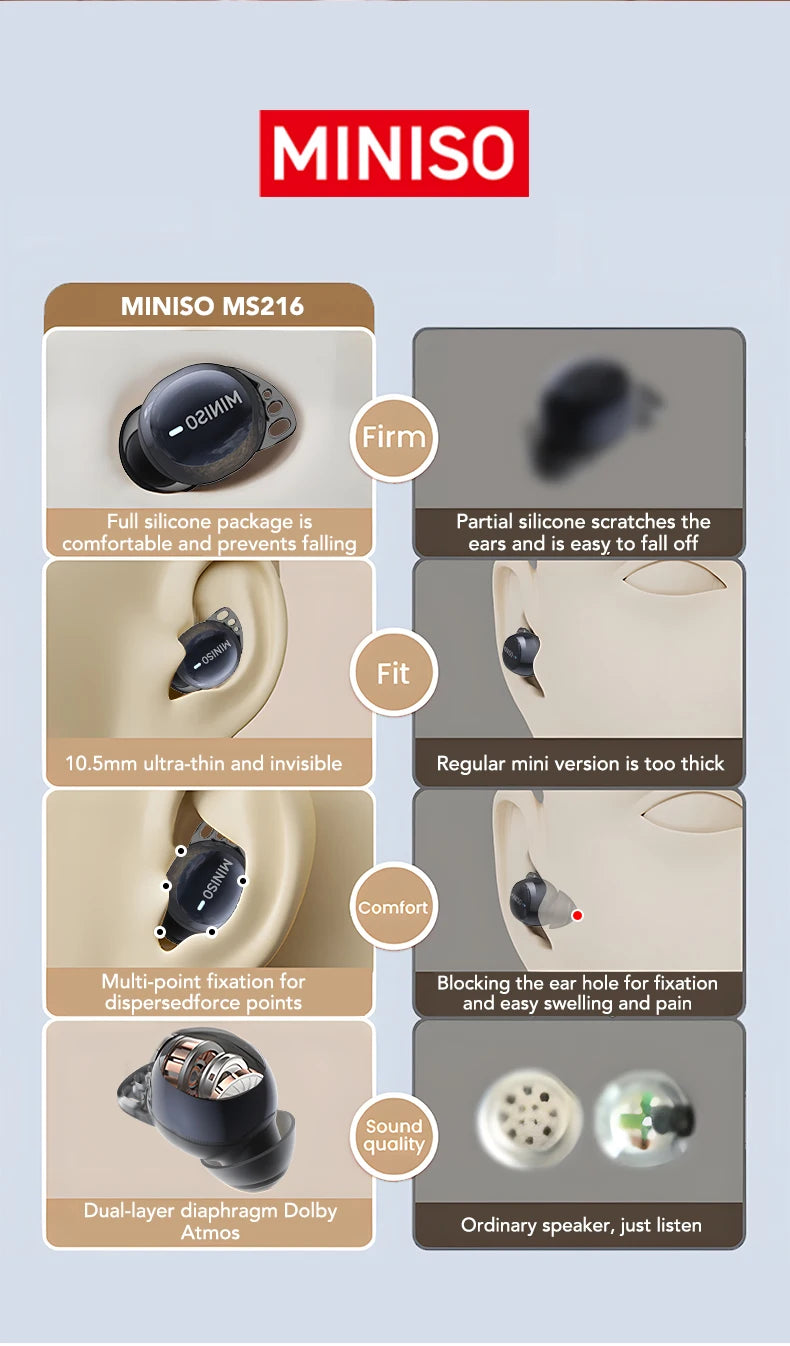 MINISO MS216 TWS Wireless Earbuds Bluetooth 6.0 Headphones AI Translator Earbuds TWS in-Ear Wireless Earphones Ultra-Light