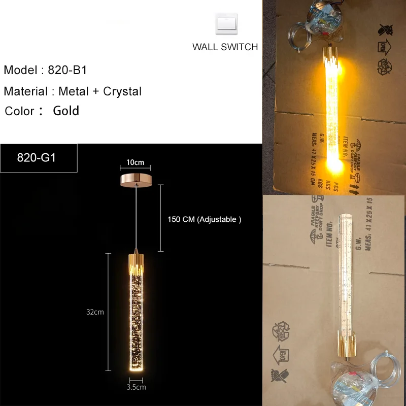 LED Pendant Lights Indoor Lighting Hanging Lamp Water Drop Bubble Crystall Bedroom Dining Room Decoration Pendente iluminação