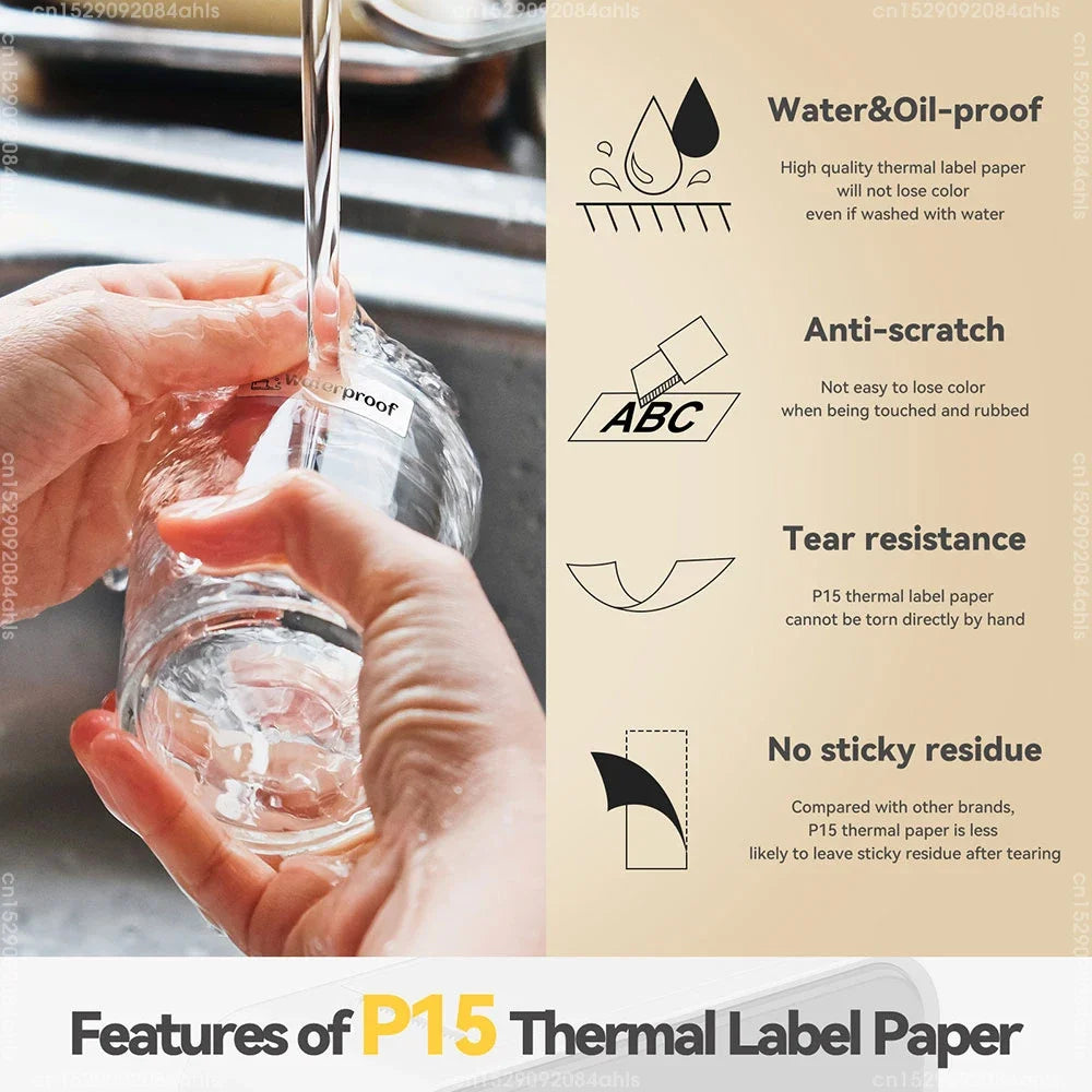 Thermal Label Printer Marklife P15 Labeling Machine Mini Printer Wireless Bluetooth Label Maker or 3PK Adhesive Label Tape