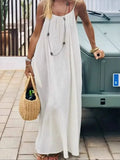 2026 Spring Summer Temperament Suspender Women Dress Backless Loose Maxi Dress Elegant Versatile Big Swing Beach Long Dress