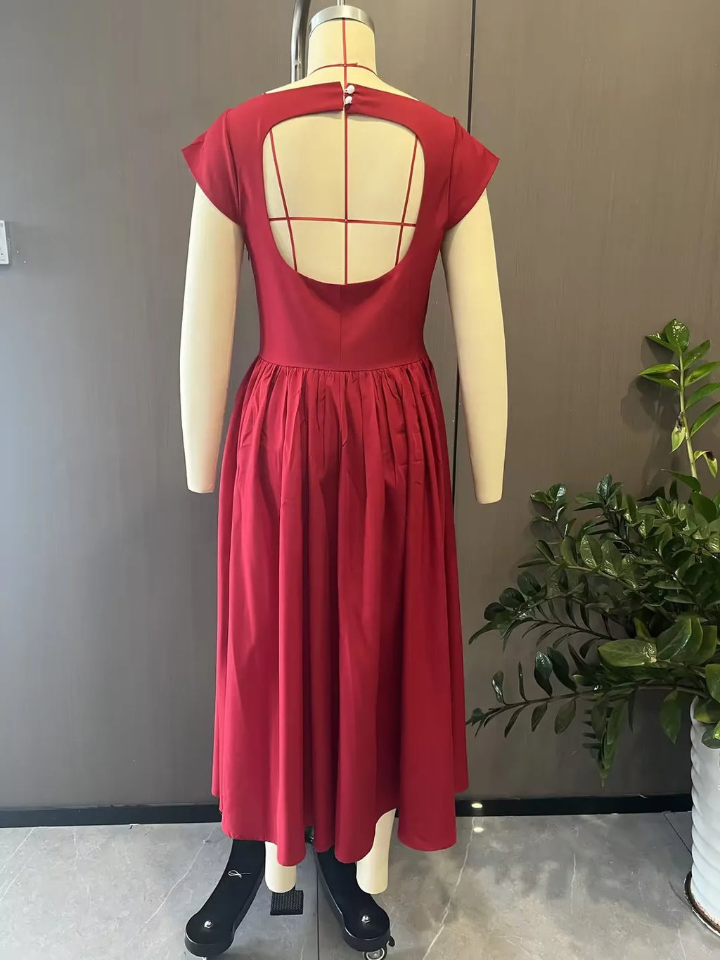 French Elegant Solid Backless Slim Fit Dress