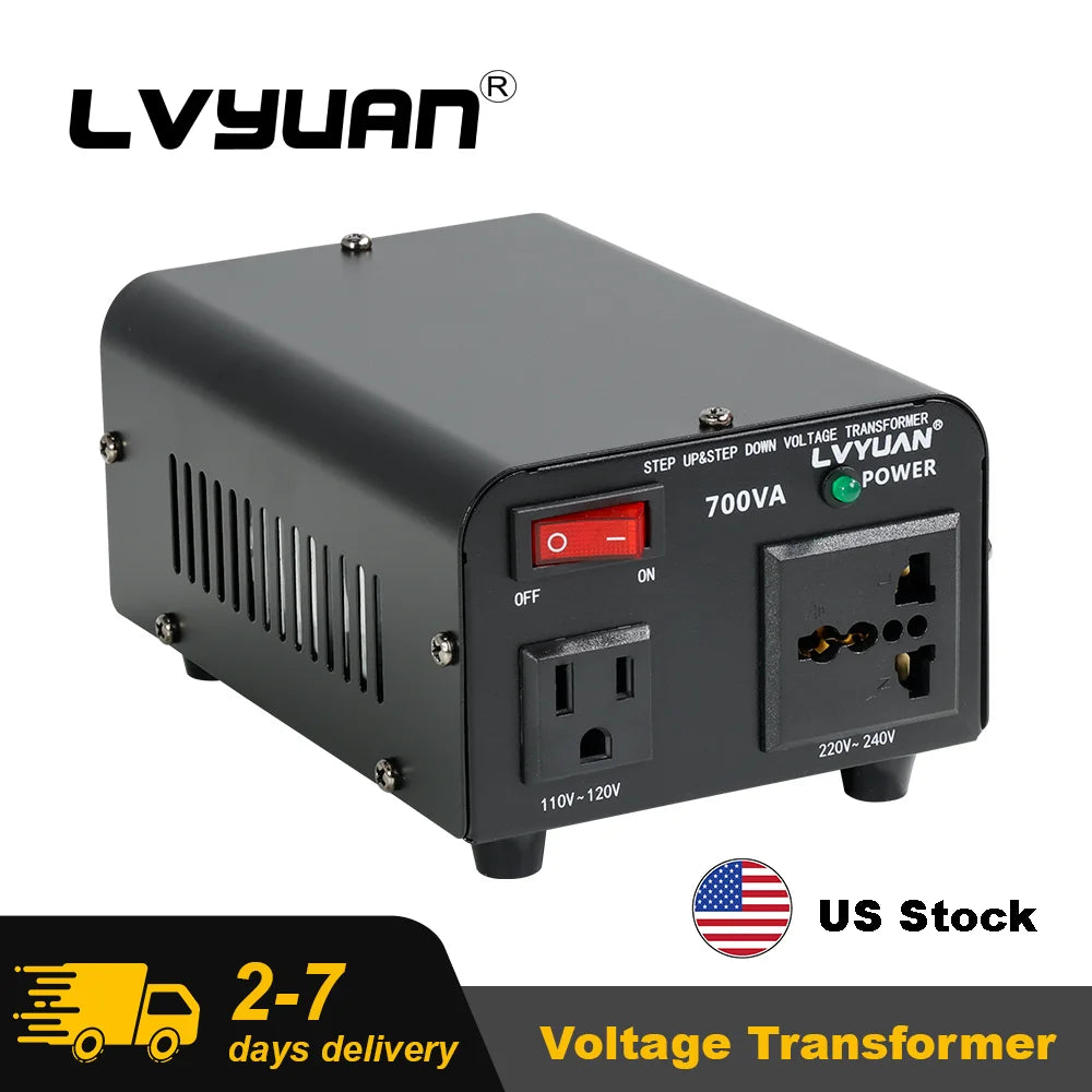 LVYUAN 700VA‑6000VA Heavy Duty Step Up Down Voltage Transformer, 110V/120V to 220V/230V, US EU Socket for Overseas Electrical Equipment