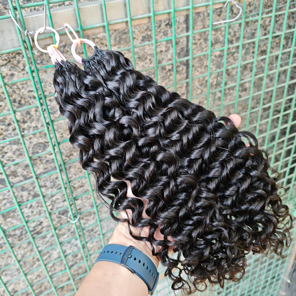 NABI Pre-Separated Crochet Human Hair Bundle Miracle Knots Braiding 14-18inch Water Wave Curly Human Hair for Women