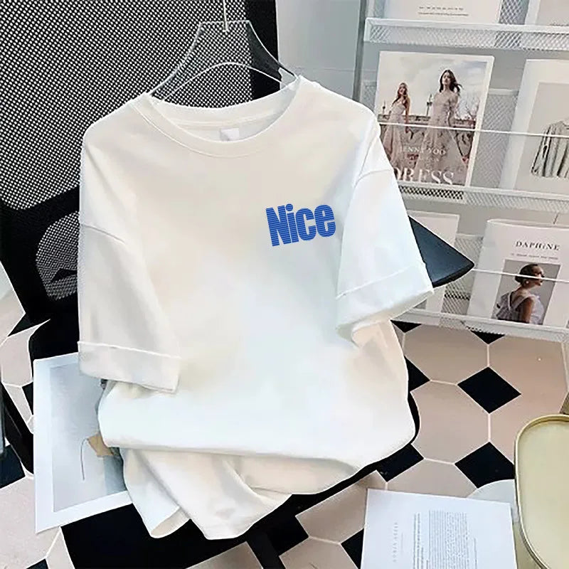 Loose Cotton Short Sleeve T-Shirt plus Size Men's Style Summer Top Comfortable Breathable Bottoming Shirt for plus Size Women