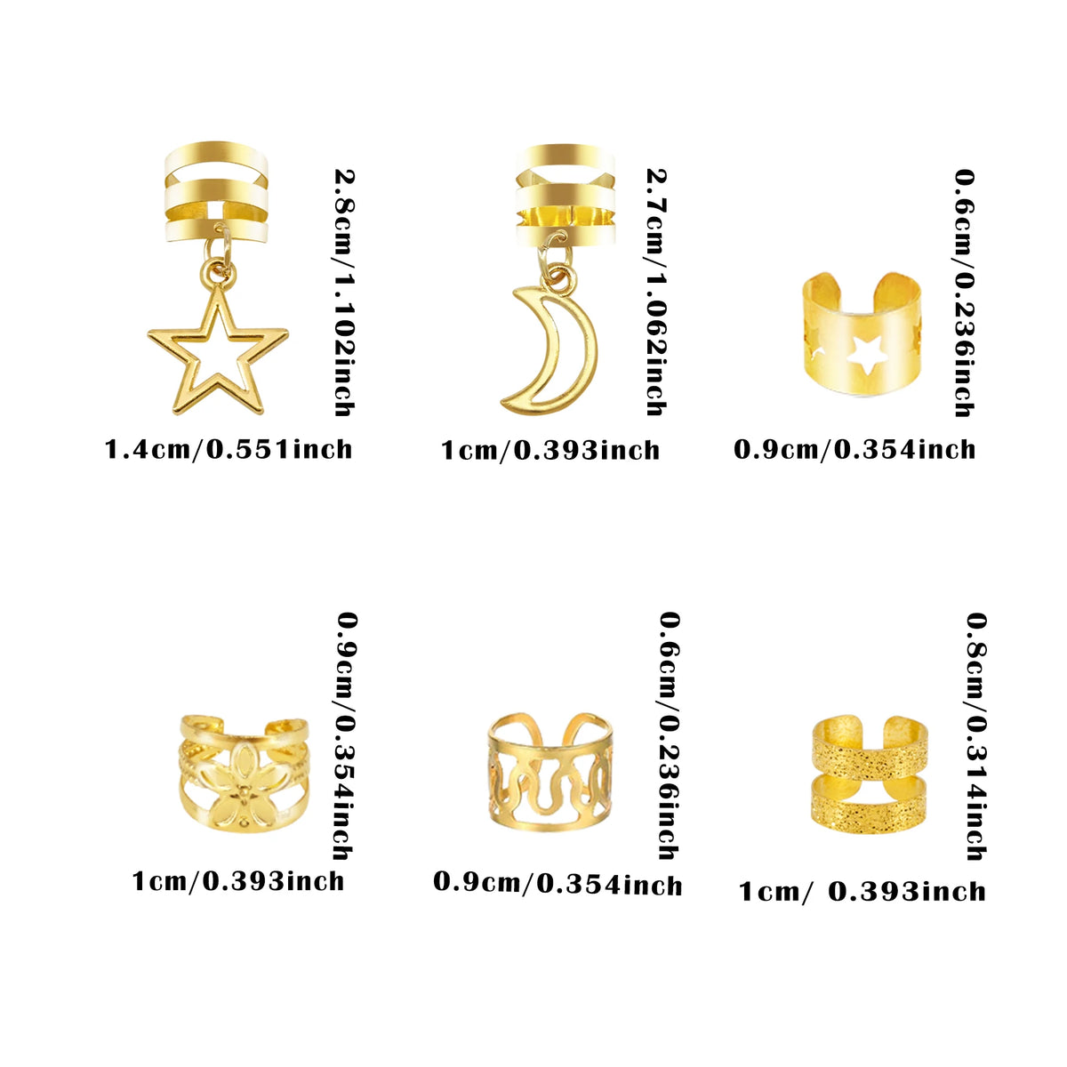 50pcs Golden Star Moon Hair Clips Braid Jewelry Dreadlock Accessories Loc Adornment for Braids Decoration