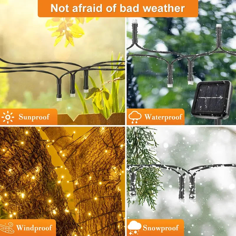LED Outdoor Led Solar String Lights Fairy Light Solar Powered Garland Lights 8 Mode 22m Garden Wedding Decoration Waterproofn