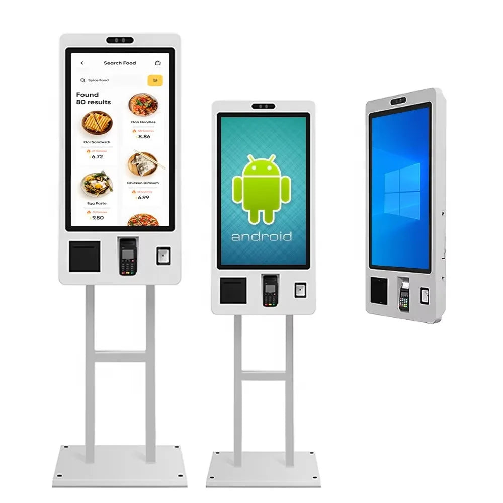 systems in restaurants and cafeterias 32-Inch interactive digital signage kiosk for self-service ordering and payment