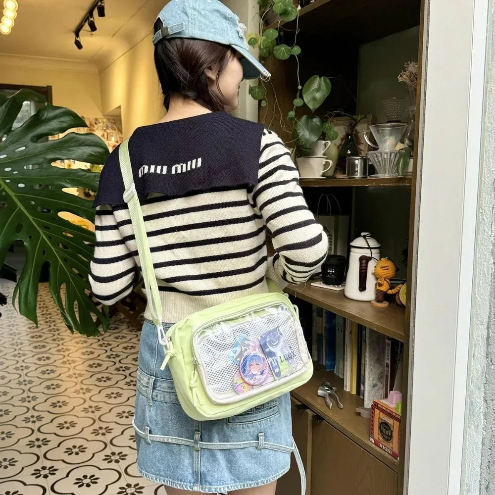 New Y2K Mini Anime Ita Bag Portable Outdoor Small Crossbody Bag Cute Girl Transparent Shoulder Bag Otaku DIY Comic Display Purse