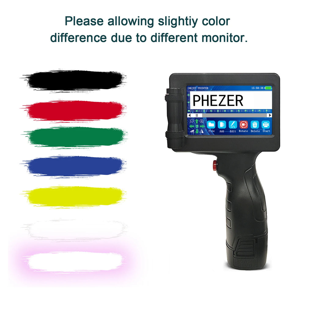 For HP Phezer P17 Handheld Inkjet Printer 12.7mm Smart Labeler for QR Bar Batch Code & Expiry Date 28 Languages Supported