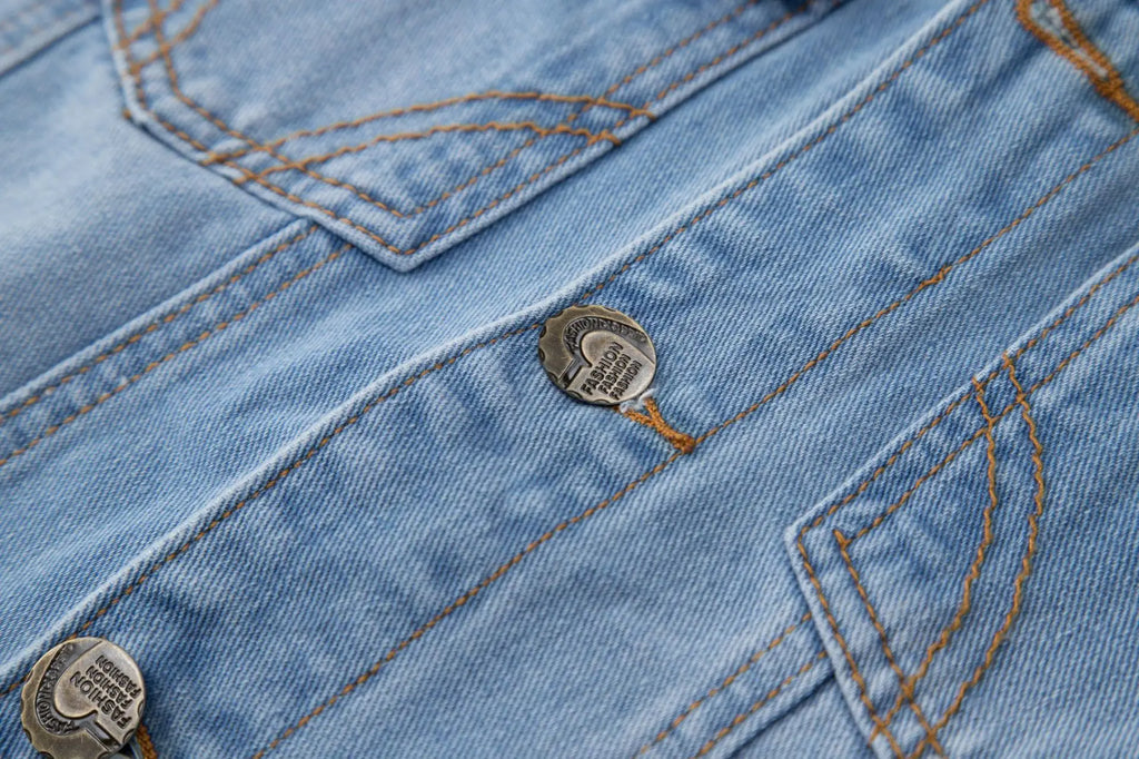 New Fashion Men Ripped Denim Waistcoats Sleeveless Jackets Light Blue Holes Denim Vests Male Cotton Slim Jeans Waistcoats 6XL