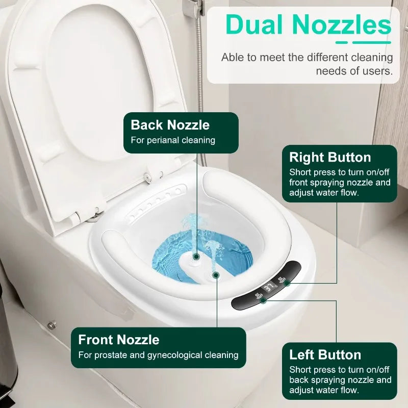 Electric bidet, double nozzles, three-speed water flow,postpartum care basin,toilet seat, salt tub,salt bath bowl,double nozzles