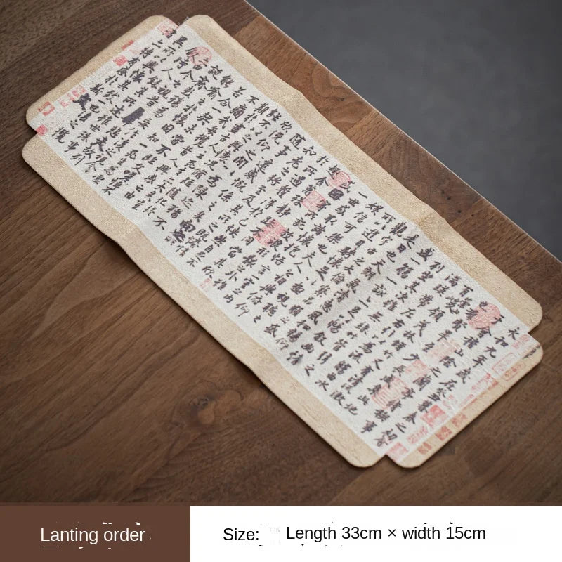 Deerskin Velvet Ancient Painting Tea Towel Strong Absorbent Retro Style Double-Sided Towel Chinese Tea Ceremony Tea Napkin