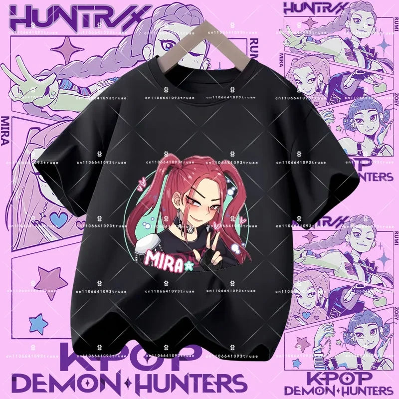 Kpop Demon Hunters Parent Child Halloween Kpop Demon Hunters TShirt Harajuku Casual Fashion Cotton Kid's Tshirt Cosplay Clothing