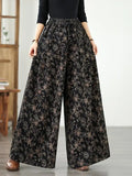 Denim Wide-leg Pants For Women 2025 Autumn New Style Printed Elastic Waist Loose Oversized Casual Denim Straight Pants