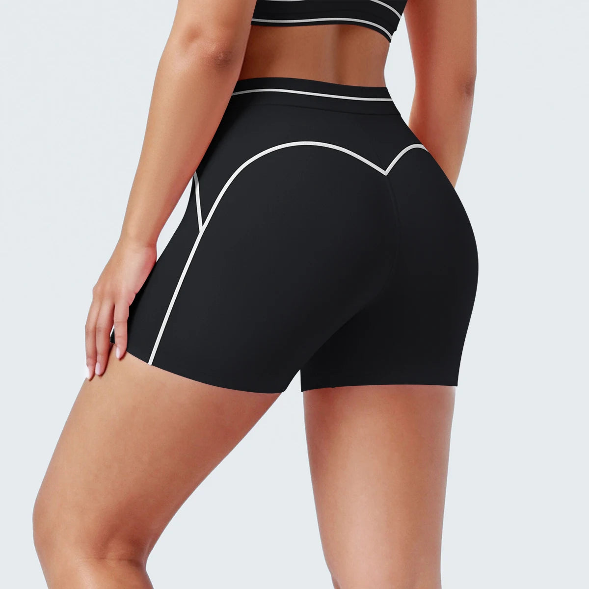 High Waist Stripe Fitness Yoga Shorts for Woman's Quick-Dry Breathable Hip-lifting Summer Gym Running Color Blocking Yoga Shorts