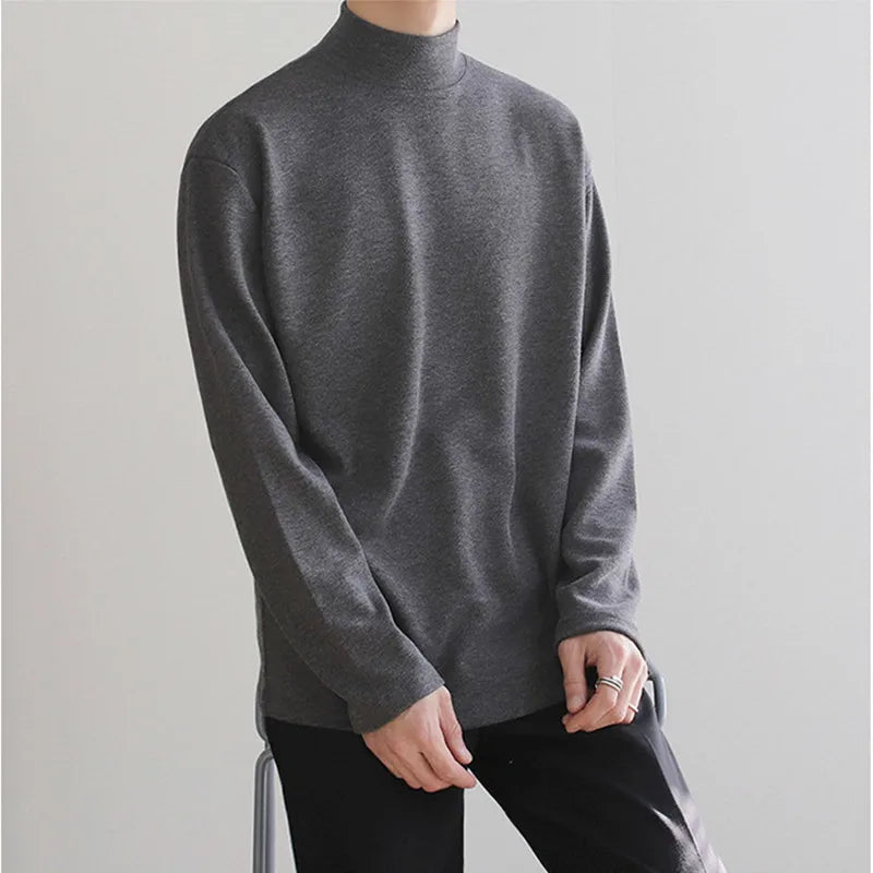 Men's Thermal Turtleneck Shirt Fleece Lined Long Sleeve Warm Pullover Loose Fit Casual Knit Top Winter Base Layer