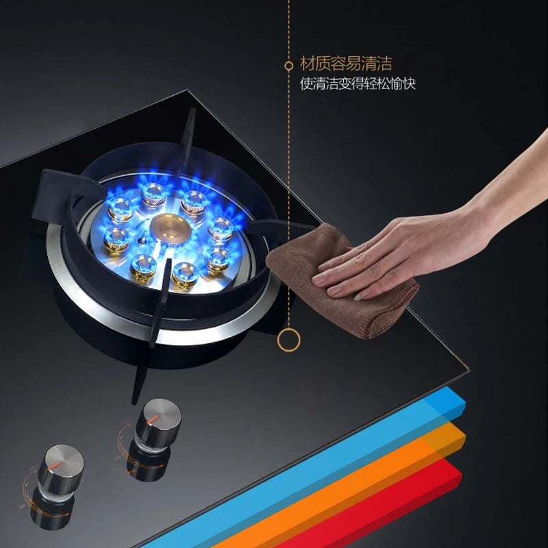 Gas stove with 9-hole dual burner, natural gas with built-in flameout protection, liquefied gas, household kitchen