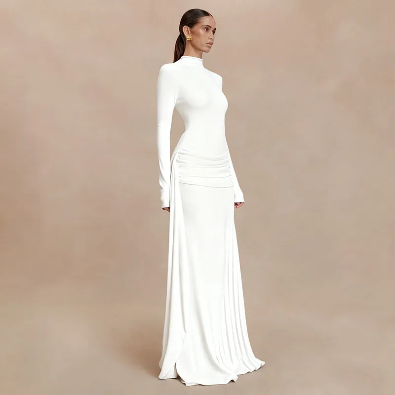 Nsauye Women Vintage Sexy New Fashion Night Club Evening Party Maxi Dress Long Sleeve 2025 Winter Holiday Elegant Bodycon Dress