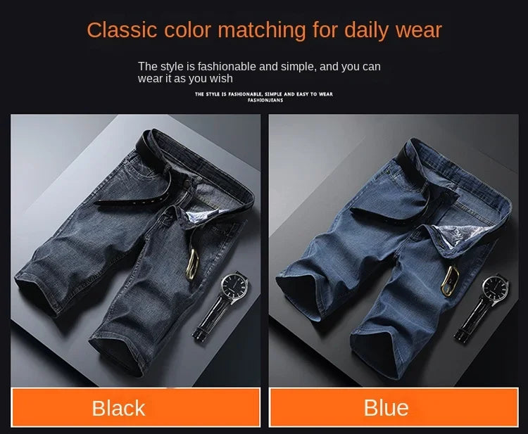 Men Classic Style Men's Slim Denim jorts Summer New Business Fashion Thin Stretch Short Casual jorts Male