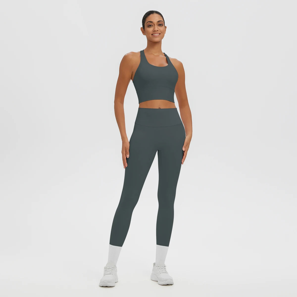 2PCS Women's Sports Pants Yoga Set Sexy Backless I-shaped Vest with Chest Pad Shock-absorbing Running Yoga Tank Top Yoga Pants