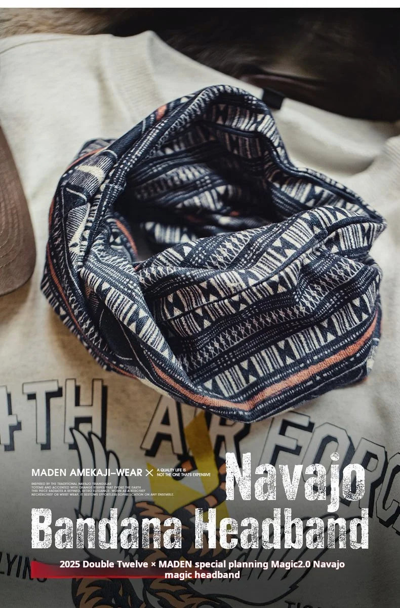 Maden Vintage Navajo Printed Multi-purpose Hat and Headscarf Versatile Daily Men's Beanie for Fall and Winter Warm Pullover Hat