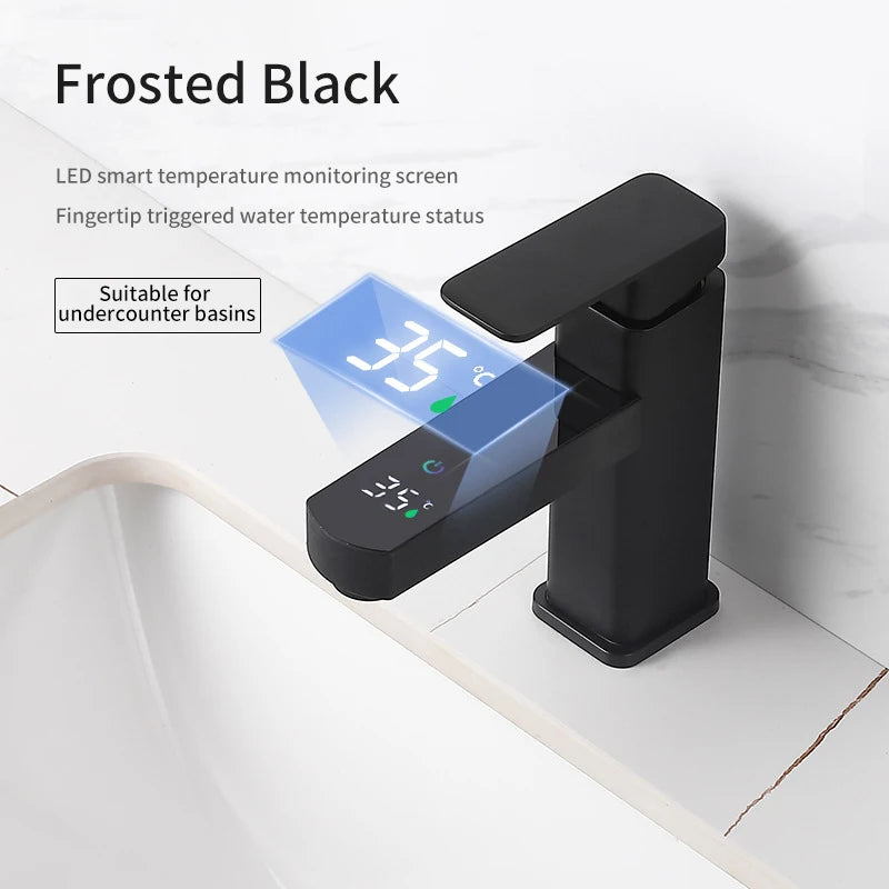 Touch LED Digital Faucet Temperature Display Basin Faucet Hot Cold Mixer Tap Ceramic Valve Core Kitchen Bathroom Accessories