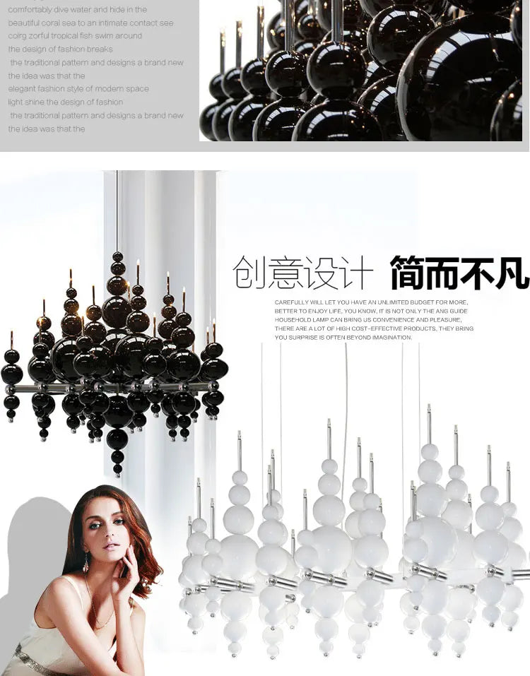 Luxury Living Room Black Chandelier Designer Tears From Moon Chandelier For Ceiling Restaurant Large Dining Table Hanging Lamp