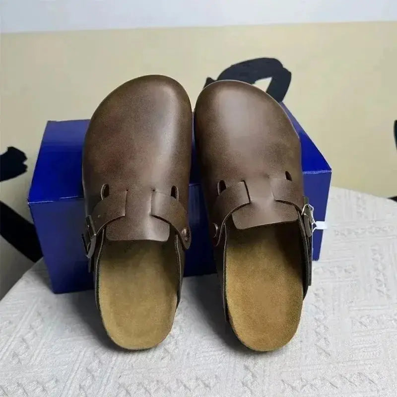 New Womens Clogs Boston Slides Mens Slippers Sandals Sliders Suede Leather Flips High Quality Spring Summer