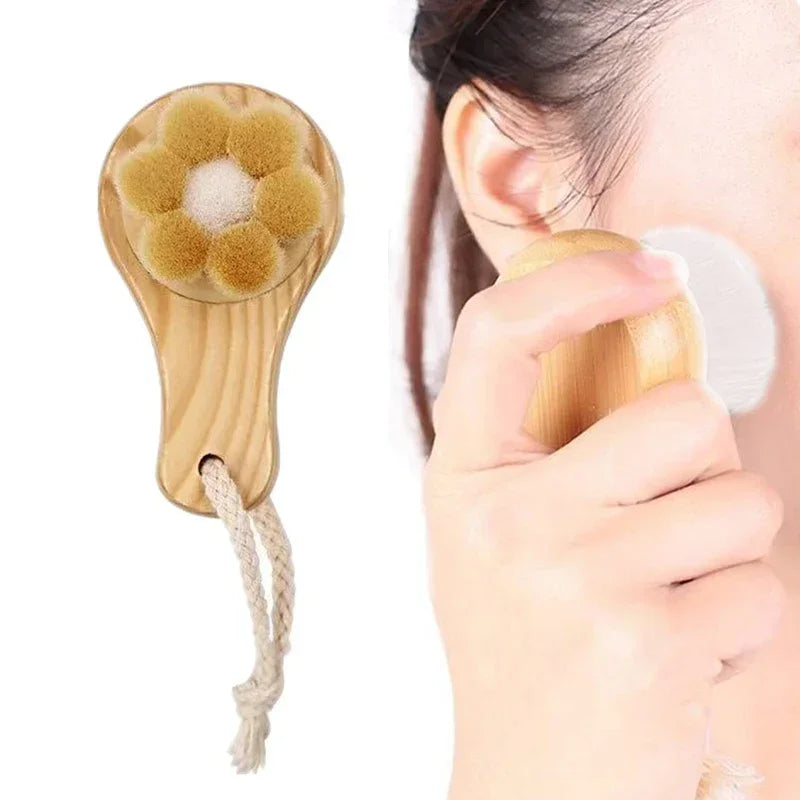 Beauty Skin Care Brush Face Cleansing Brush Soft Natural Bamboo Hair Facial Cleansing Massage Portable Wash Deep Clean Face