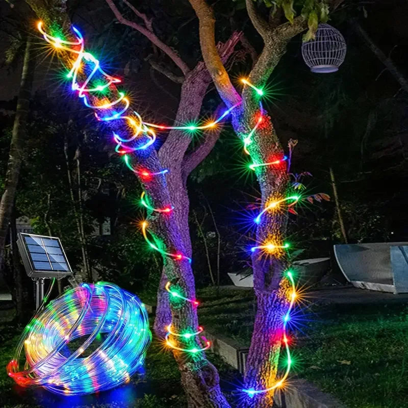 Solar String Tube Light PVC Soft Tube Outdoor Waterproof Copper Wire Light Courtyard Garden Decoration Atmosphere Flashing Light