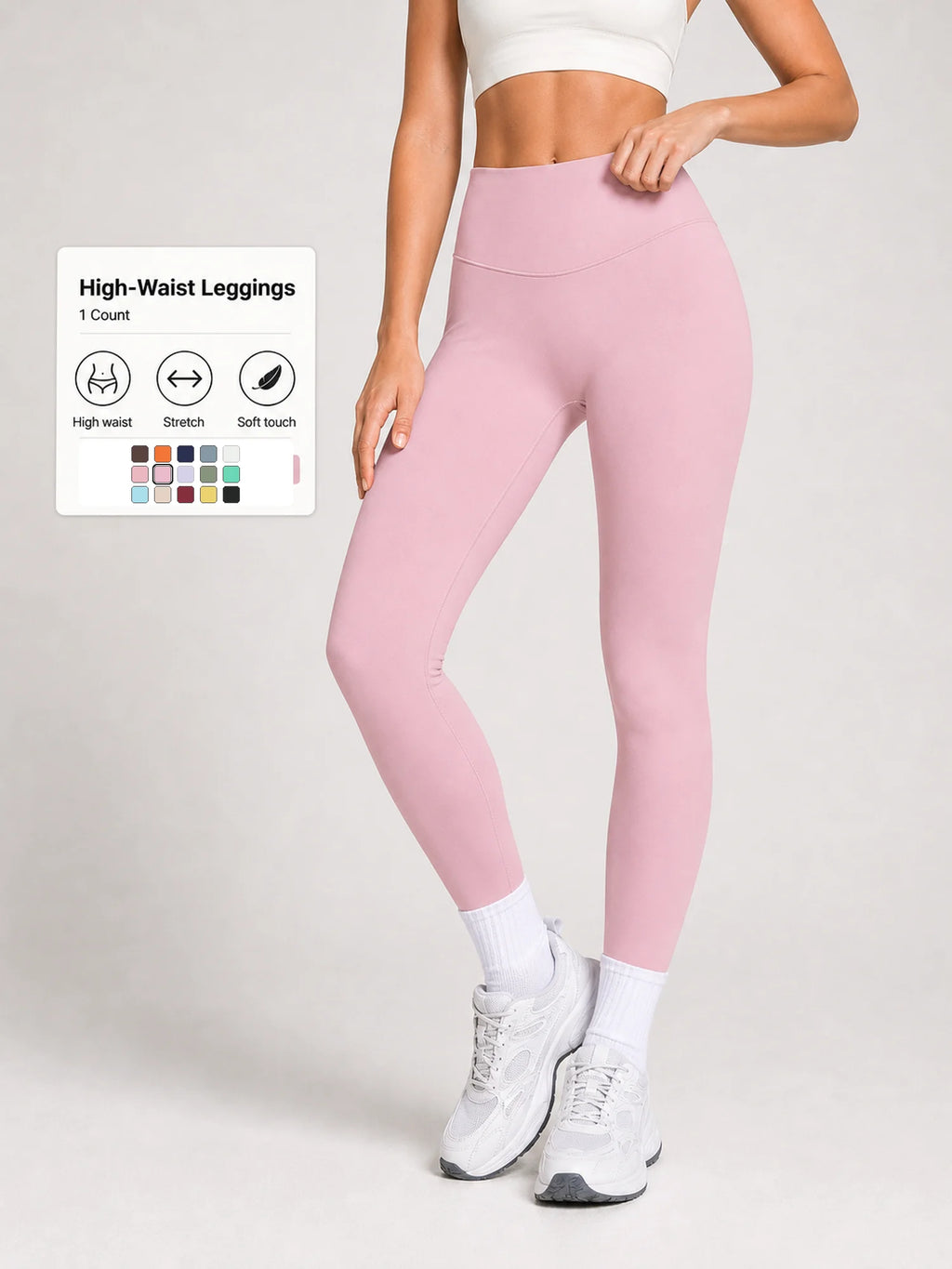 Women High Waist Yoga Pants Soft Stretch Leggings Tummy Control Fitness Gym Running Workout Sports Trousers