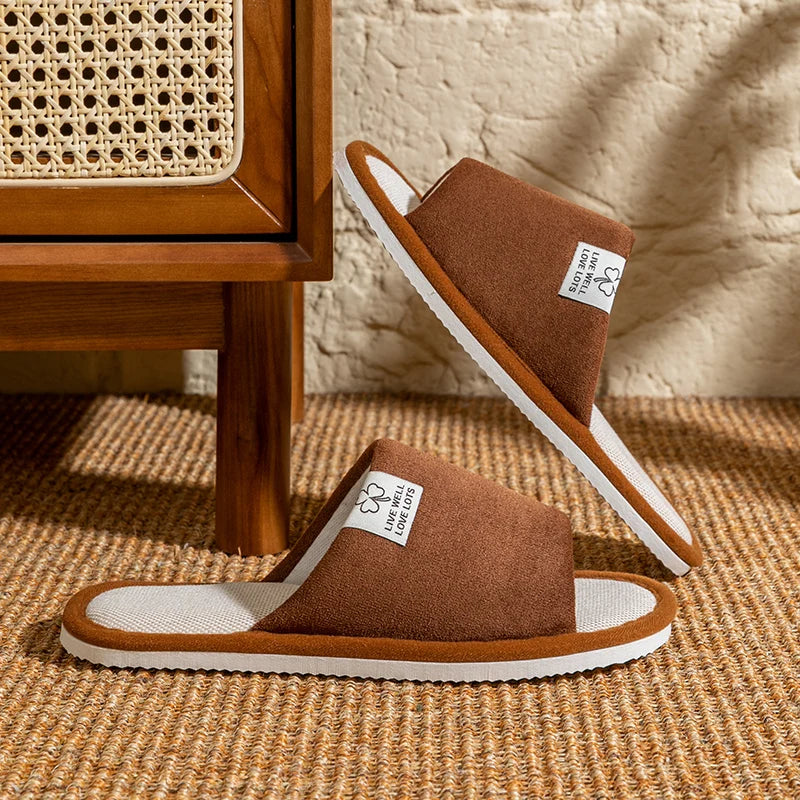 Slippers for Men，Non-Slip Soft-Soled Indoor House Slippers for Spring&Summer, All-Season Linen Home Comfortable Slippers