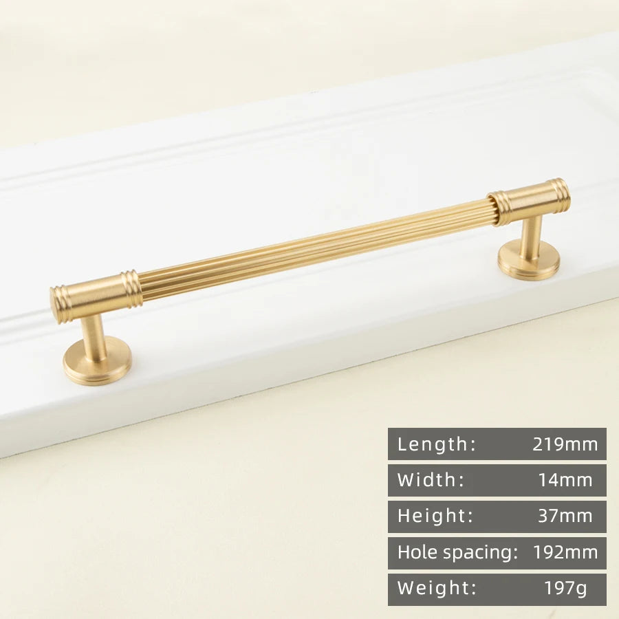 KEDLO French modern light luxury solid brass gold stripe long handle kitchen cabinet Pull handle drawer T handle