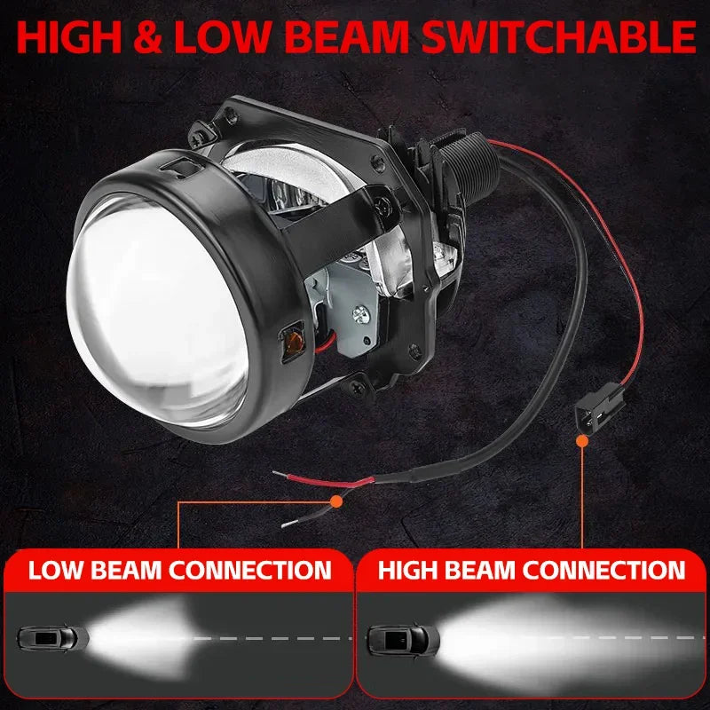 2.5 Inch 100W Bi-Led Projector Lens Led Light For H4 H7 9005 9006 Car Headlight Bulbs High Low Beam 6000K Diodes Turbo H7 Tuning