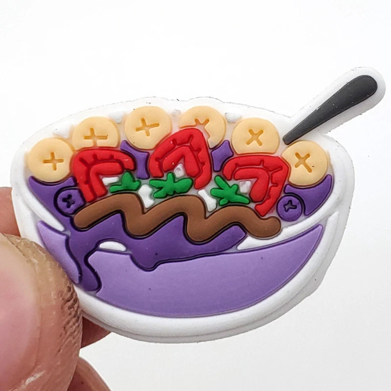 Cute Kawaii Food Shoes Charms Set Cartoon Burger Pizza Boba Shoe Accessories, PVC Clog Decorations for Sandals, Party Gifts