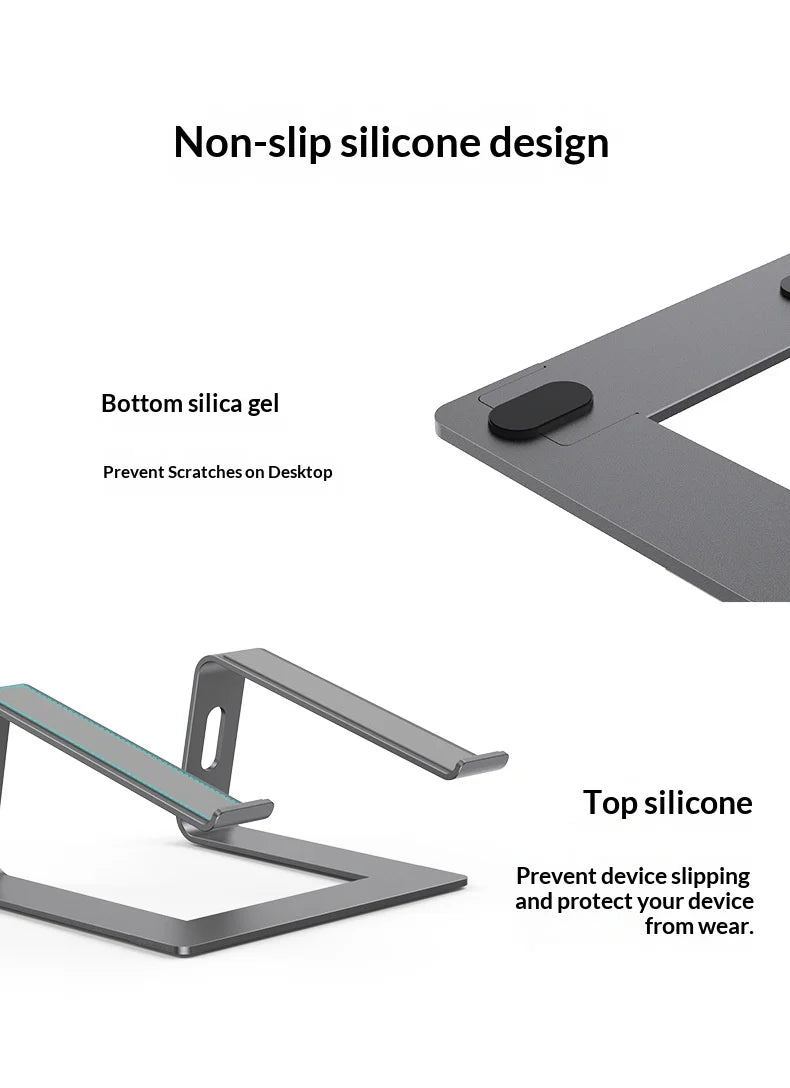 Ergonomic Aluminum Laptop Stand with Cooling & Non-Slip Design, Adjustable Portable Notebook Riser for 10-17 Inch MacBook Dell