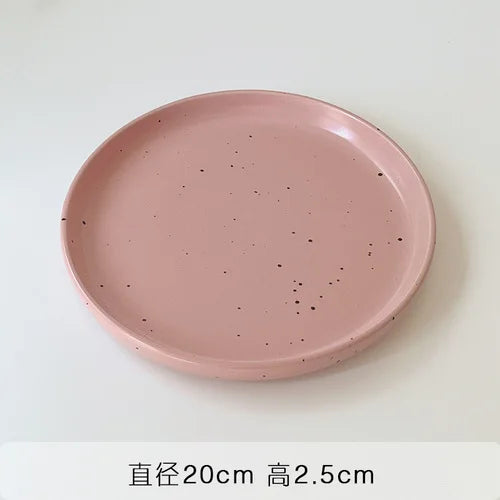 Retro Style White Ink-splashed Ceramic Bowl and Plate Western Food Steak Fruit Dessert Tray Salad Bowl Tableware Main Dish Plate