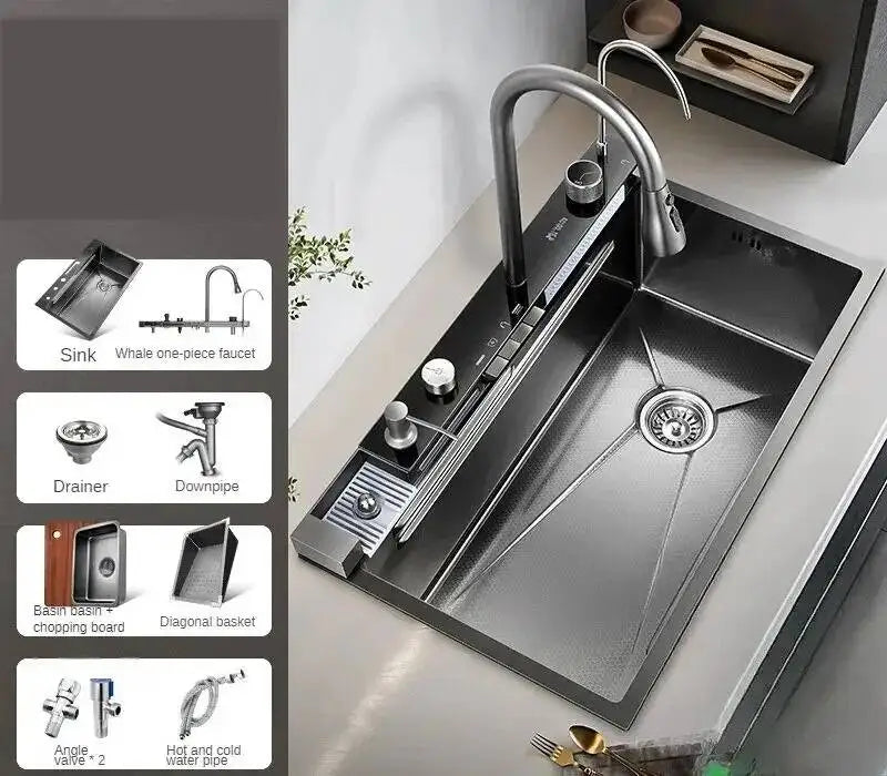 Smart Creative Kitchen Sinks for Apartments Modern Metal Multi-functional Sinks Luxury Household Kitchen Sinks for Rental Houses