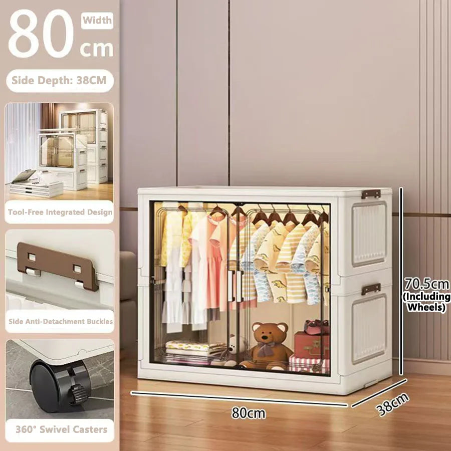 Folding Storage Cabinet Wall Mounted Foldable Locker Compact Organizer for Home Office Space Saving Design