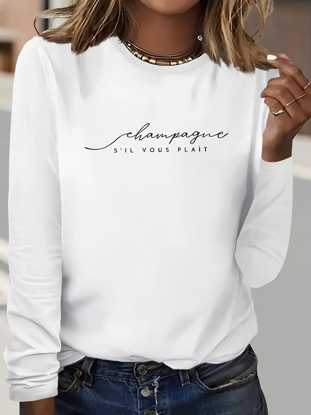 100% pure cotton women's spring and autumn loose casual skull and rose graphic printed long sleeved round neck T-shirt