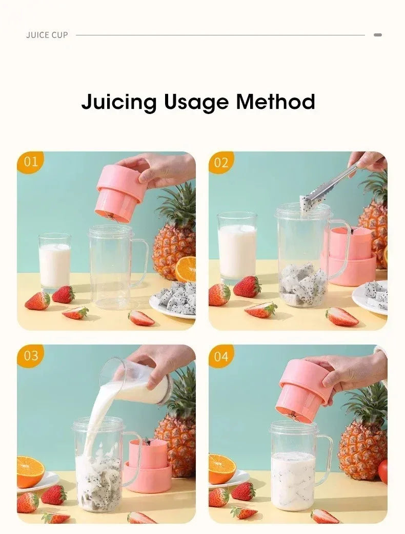Portable USB Rechargeable Electric Juicer Cup 300ml with Straw for Smoothies and Shakes at Home Outdoor Office