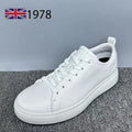 Genuine Leather Men Shoes Comfortable Casual Skateboard Shoes Men White Black Solid Leisure Sneakers Lightweight Walking Shoes