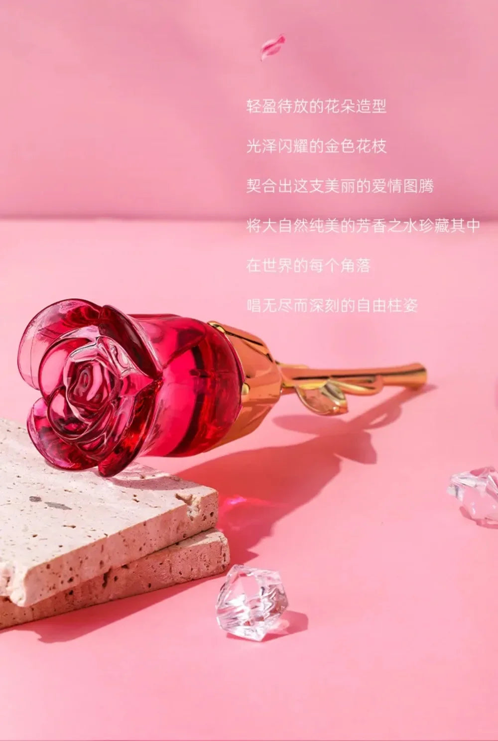 50ml WARMKISS Rose Shape Ladies Perfume Golden Stem Design Long Lasting Floral Eau De Toilette Valentine Birthday Gift