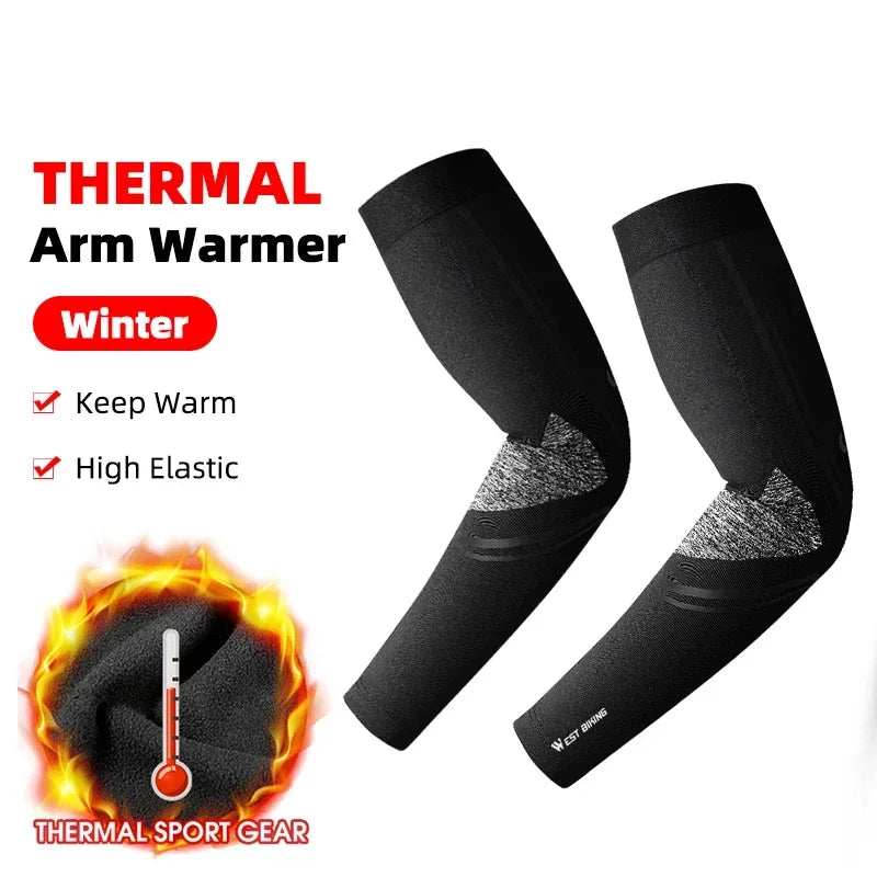 WEST BIKING Sports Compression Leg Sleeves Men Women MTB Winter Fleece Leg Warmers Men Women Cycling Running Basketball Leggings